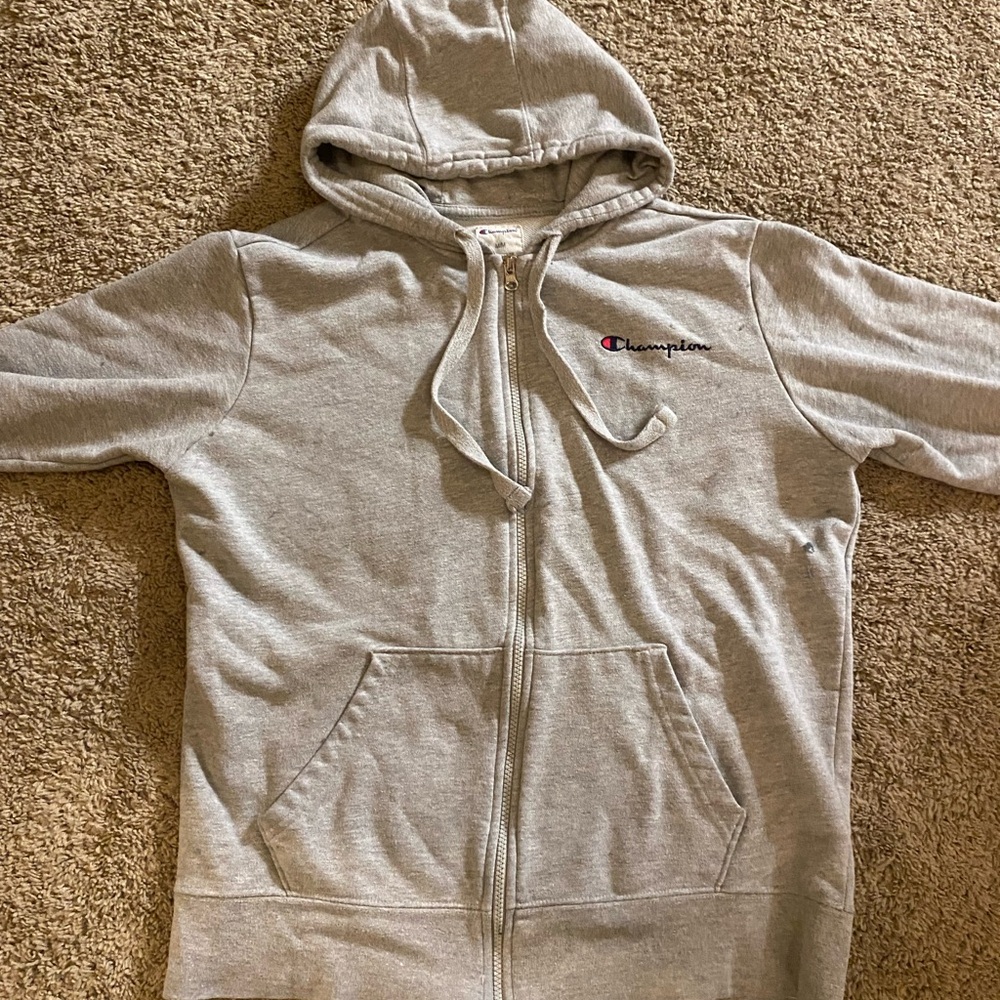 Champion Light Gray Hoodie with Logo